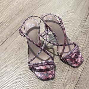 BP Women's Pink and Black Strappy Heels